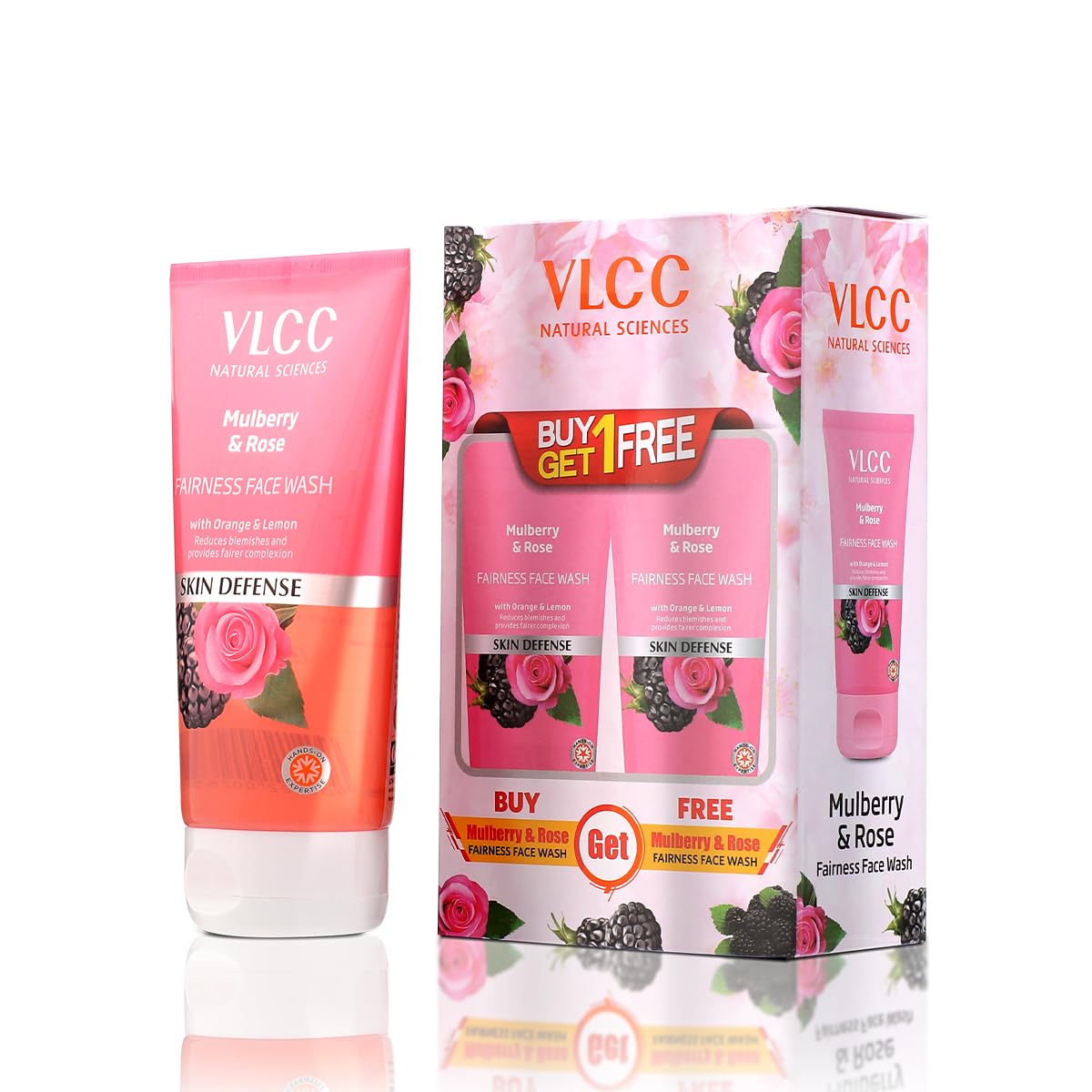 VLCC Mulberry & Rose Facewash - 150ml X 2 | Buy One Get One (300ml) | For Visible Glow and Fairness | With Rose, Mulberry, Orange & Lemon Peel Extract.