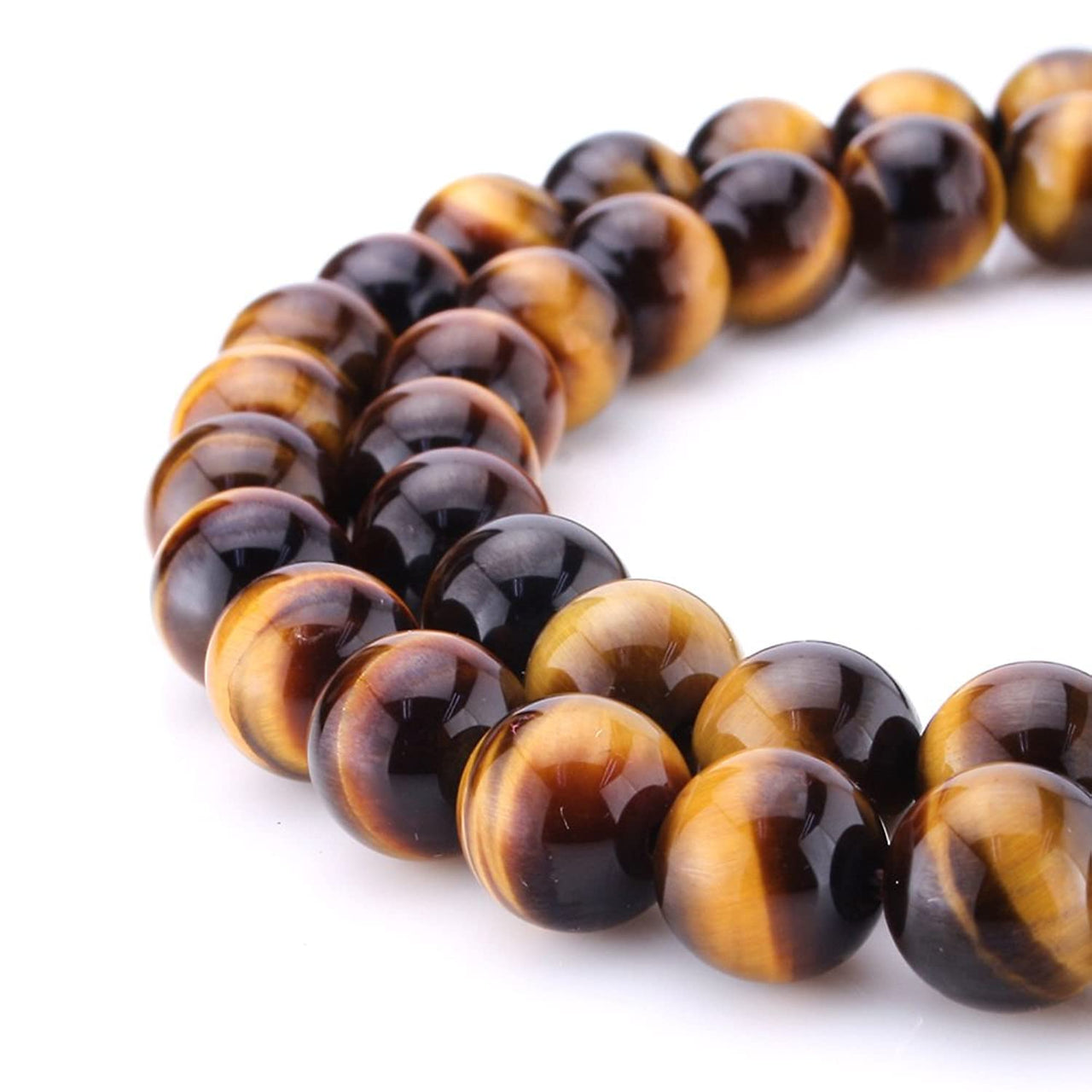 BEADNOVA Yellow Tiger Eye Beads Natural Crystal Beads Stone Gemstone Round Loose Energy Healing Beads with Free Crystal Stretch Cord for Jewelry Making (8mm, 45-48pcs) 8mm 06) Brown Tiger Eye Round Beads
