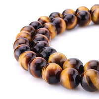 BEADNOVA Yellow Tiger Eye Beads Natural Crystal Beads Stone Gemstone Round Loose Energy Healing Beads with Free Crystal Stretch Cord for Jewelry Making (8mm, 45-48pcs) 8mm 06) Brown Tiger Eye Round Beads