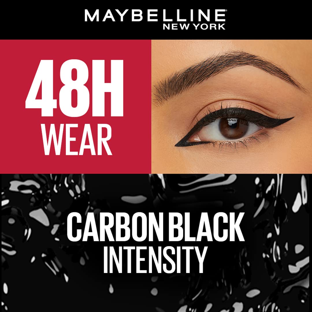 Maybelline New York 48-Hour Dip In Tattoo Eye Liner - Black, Smudge-proof and Heat Resistance, Waterproof Eyeliner. Maybelline 2x Hyper-condensed Carbon Black Eyeliner | 2.1 ml