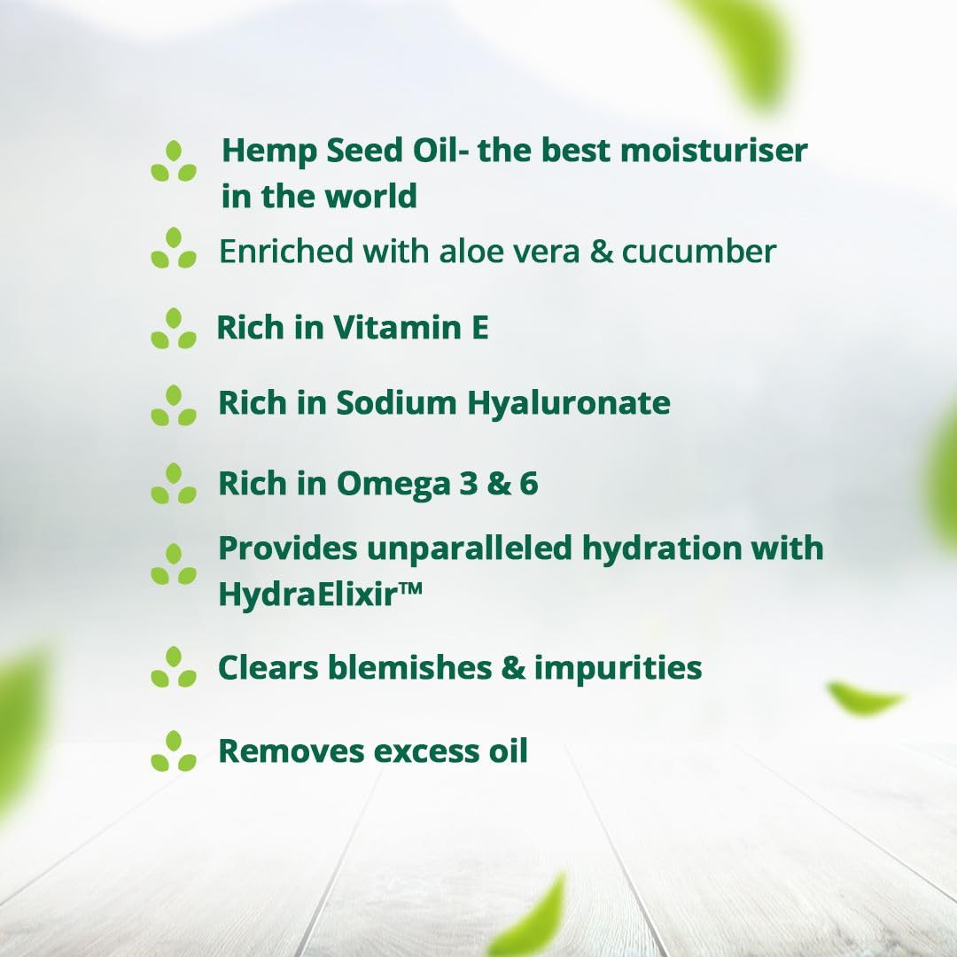 Hampa Hemp Foaming Facewash150ml, for Gentle, Mild & Hydrating Cleansing, Doesn't Dry Out Your Skin, for All Skin Types, with Hemp, Aloe Vera, Cucumber and Hyaluronic- No toxins