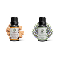 ZenAum Essences Mindful Moments Pair | 100% Pure Sandalwood & Rosemary Essential Oils Pack of 2 (15ml+15ml) | Grounding, Emotional Balance & Mental Clarity | Diffuser, Skincare & Aromatherapy Use | GMP, IFRA, ISO Certified