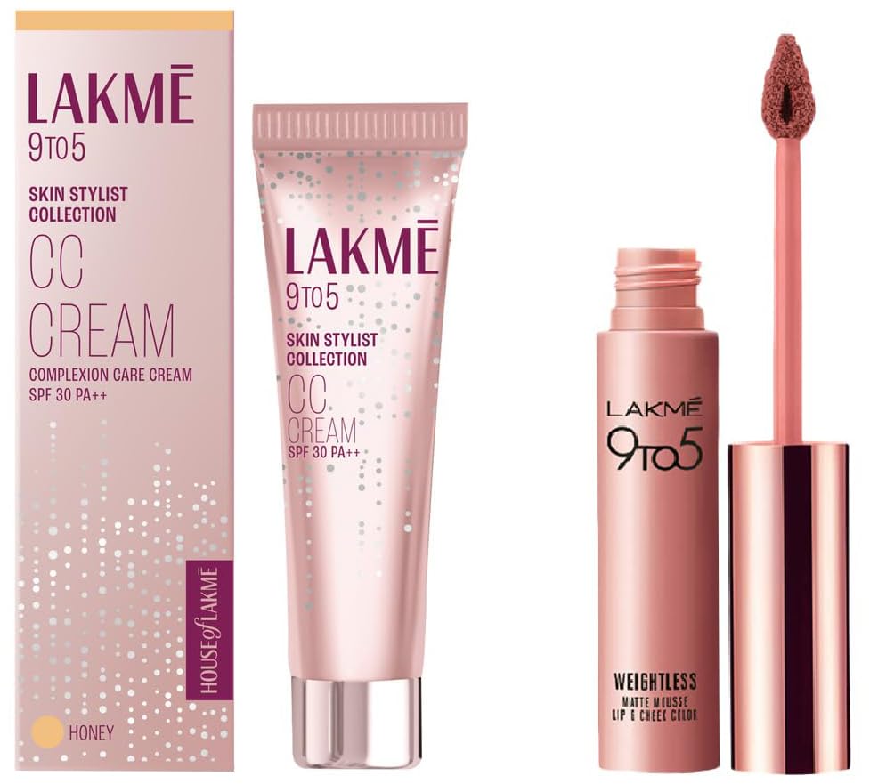 Lakmé 9 To 5 Complexion Care Face CC Cream & Lakmé 9 to 5 Weightless Mousse Lip & Cheek Color