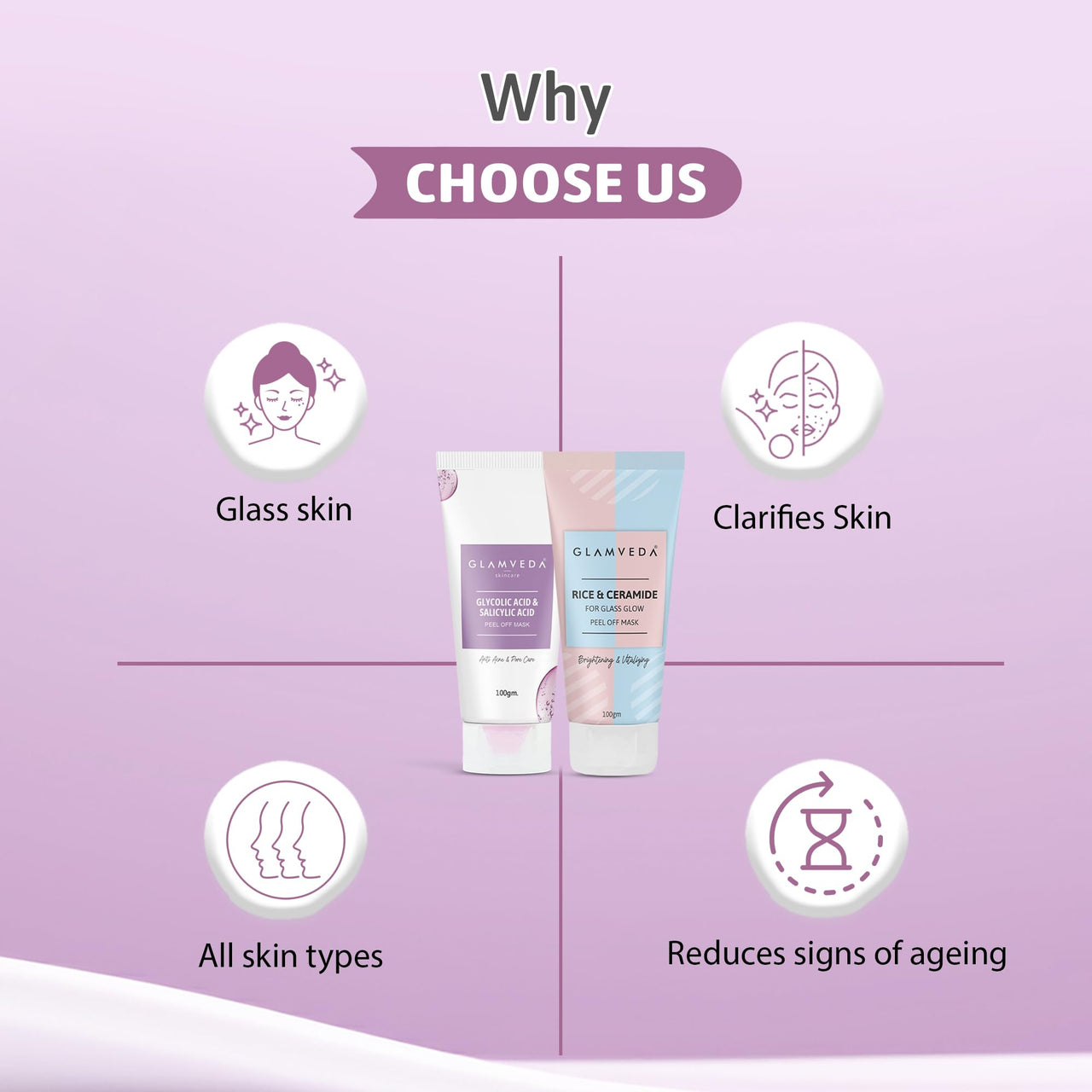 GLAMVEDA Rice & Ceramide And Glycolic & Salicylic Anti Acne Peel Off Face Mask (200 ml) | For Oily & Acne Prone Skin | Oil balancing, Deep Cleansing | Blackhead & Pore care