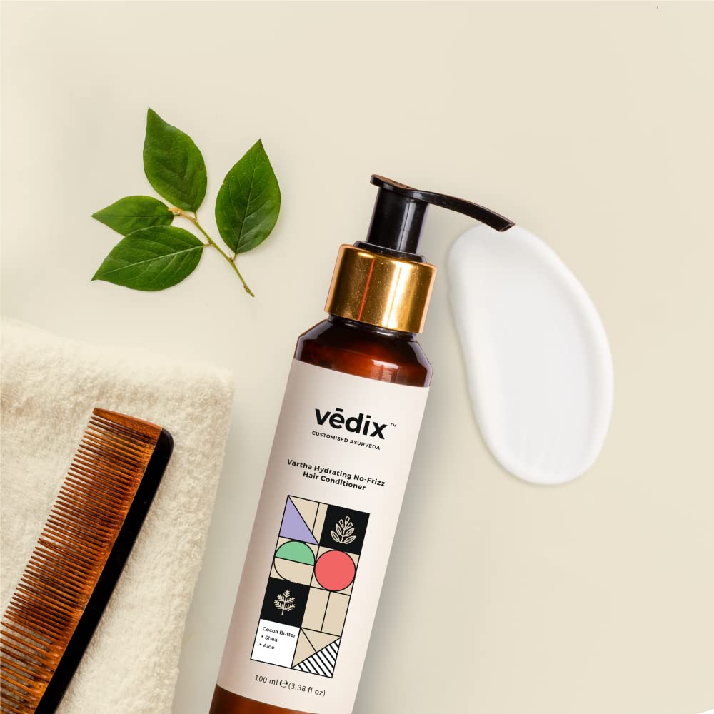 Vedix Conditioner, Ayurvedic Vartha Hydrating No-Frizz Hair Conditioner With Rice Water + Fenugreek + Mango Butterfor Frizz-Free Hair - 100 ml