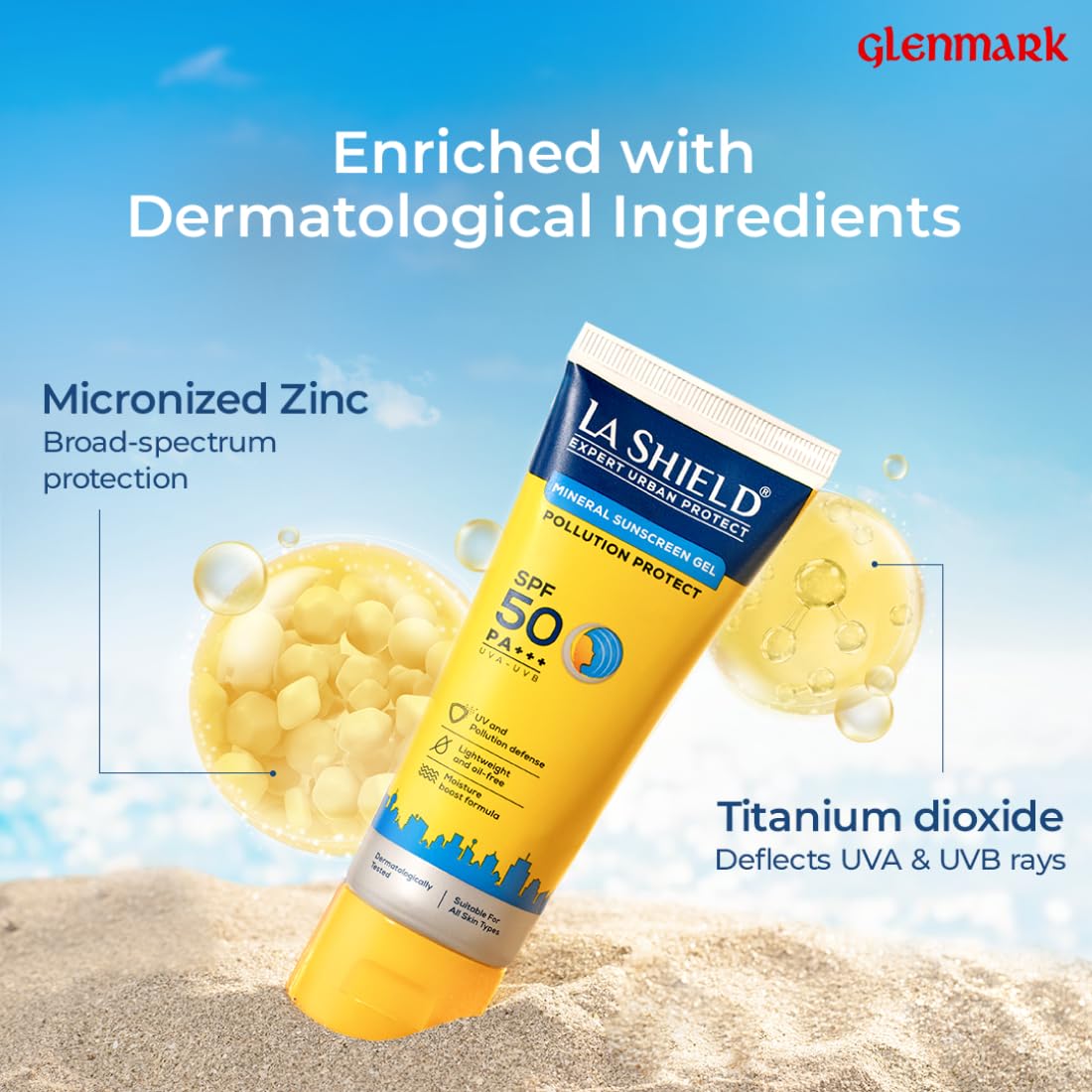 La Shield Pollution Protect SPF 50 Mineral Sunscreen Gel | PA+++ | Lightweight & Oil free | Moisture boost formula | Water resistant| All Skin types |Dermatologist Tested | 50g