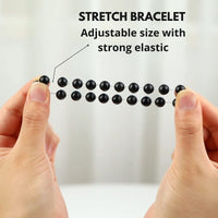 Crystal Vibe 8mm Black Obsidian Bracelet - Elastic Adjustable Crystal Bracelet for Spiritual Healing, Positive Energy – Black Bead Bracelet for men women