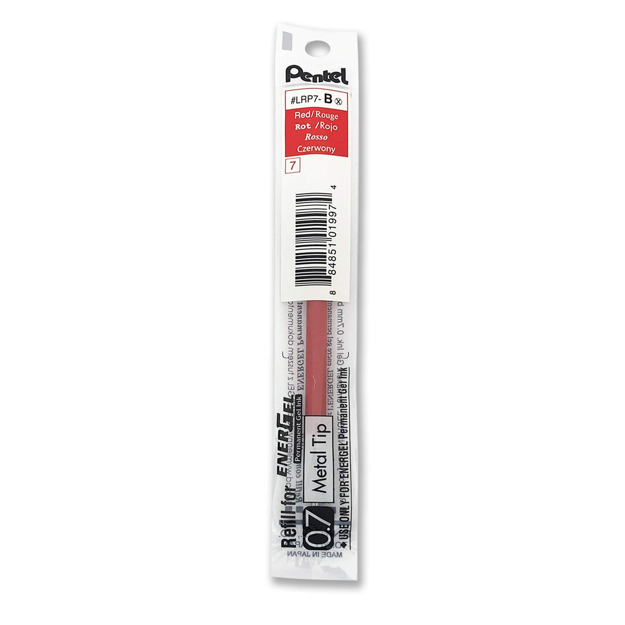 Pentel Refill Ink - For EnerGel PRO Permanent Gel Pen, (0.7mm) Medium Line, Red Ink - LRP7-B