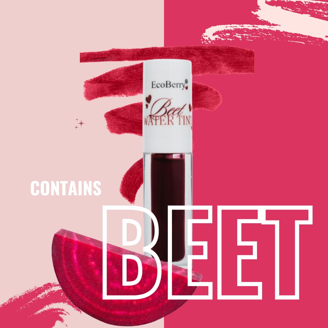 EcoBerry Beet Lip & Cheek Water Tint | Antioxidants, Hydrating, Moisturizing Nourishing, Smoothening, Natural, Organic, Chemical Free, Preservative Free, Vegan 3.2g