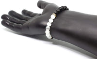 Natural Black Obsidian Crystal Bracelet - Chakra Healing Selenite Agate for Energy Balancing