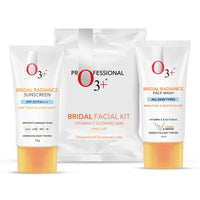 O3+ Radiance Skincare Combo With Bridal Facial Kit Vitamin C Glowing Skin 136g,Bridal Radiance Facewash 75g & Sunscreen 75g