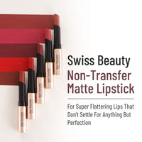 Swiss Beauty Non-Transfer Waterproof Lipstick with Jojoba Seed Oil | Matte Finish | Long-Lasting | Highly Pigmented | Shade- Vivid Magenta, 3gm