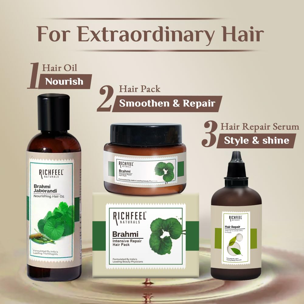 Richfeel Hair Repair Serum for Women & Men|All Hair Types for Frizz-free, Smooth & Glossy Hair |With Argan Oil & Vitamin E | 60 ml
