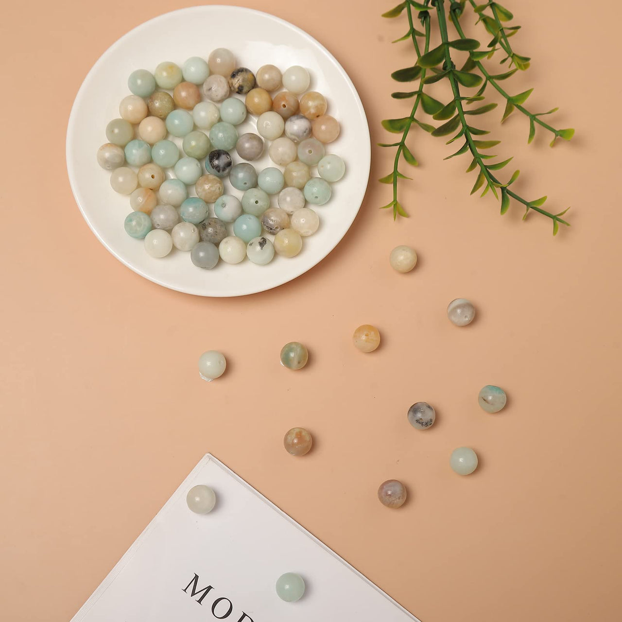 60pcs 6mm Natural Amazonite Gemstone Beads Energy Healing Crystal Round Loose Stone Beads for Jewelry Making, DIY Bracelets Necklaces