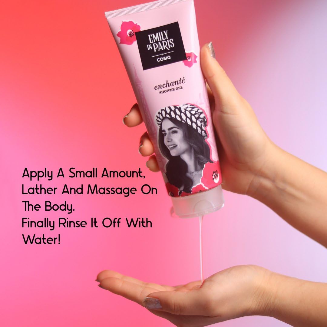 Cos-IQ Emily In Paris Body Wash for Women, 24/7 Shower Fresh with Long Lasting Scent | Emily's Enchante Collection | Glowing Skin, Paraben Free & 100% Soap Free | Floral Woody Musk Scent | 200ml