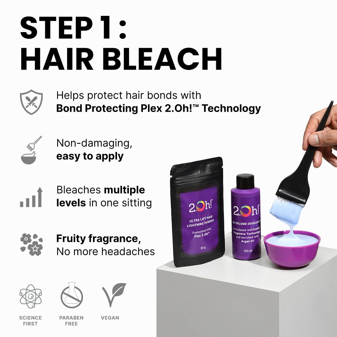2.Oh! Italian-Peach Hair Color DIY Kit | Semi Permanent Color + Bleach for Highlights | With Plex & Argan Oil | Lightening Kit for Women & Men