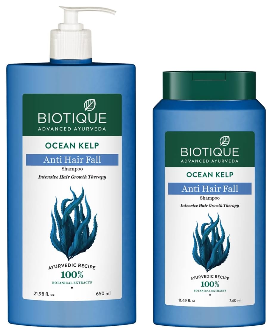 Biotique Bio Kelp Protein Shampoo for Falling Hair Intensive Hair Regrowth Treatment, 340ml And Biotique Bio Kelp Protein Shampoo for Falling Hair Intensive Hair Regrowth Treatment, 650ml