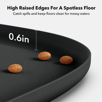 Dog Food Mat, Safety Silicone Cat Food Mat for Feeder & Fountain, Waterproof Dog Bowl Mats, Raised Edge Spill Protection Floor, Cove Feeding Mat for Pet Charcoal