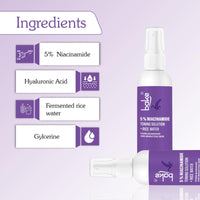 BAKE 5% Niacinamide & Rice Water Toner | Fermented Rice Water Extract | For Dry & Acne Prone Skin | Alcohol Free Toner with Hyaluronic Acid | Smoothens Uneven Skin | Fades Acne Marks | 100ml