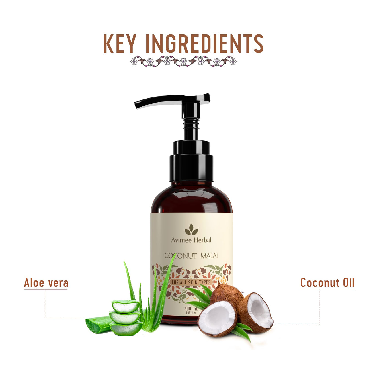 AVIMEE HERBAL Coconut Malai Cream | For Healthy Skin And Hair | 100 Ml