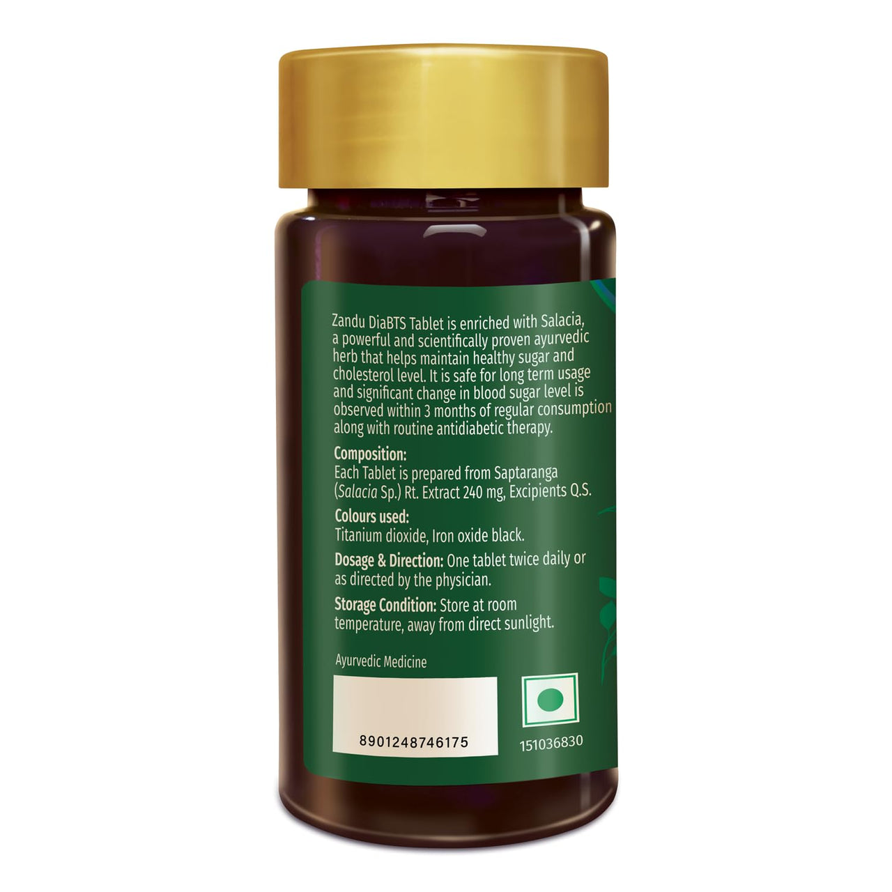 Zandu DiaBTS Tablets|Clinically Proven for results in 3 months| Safe, Natural & 100% Ayurvedic | Helps maintain Healthy Glucose Metabolism |Salacia for Healthy Sugar Management | 90 Tablets