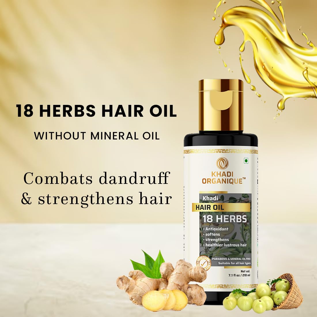 Khadi Organique 18 Herbals Natural Hair Oil Paraben & Miniral Oil Free Pack Of 2