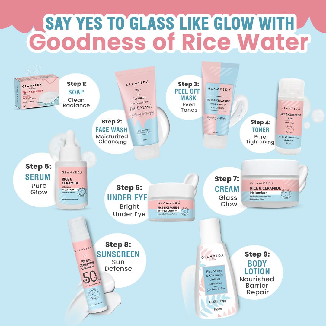 Glamveda Rice & Ceramide Under Eye Cream | Reduces Dark Circles & Puffiness | 15 gm