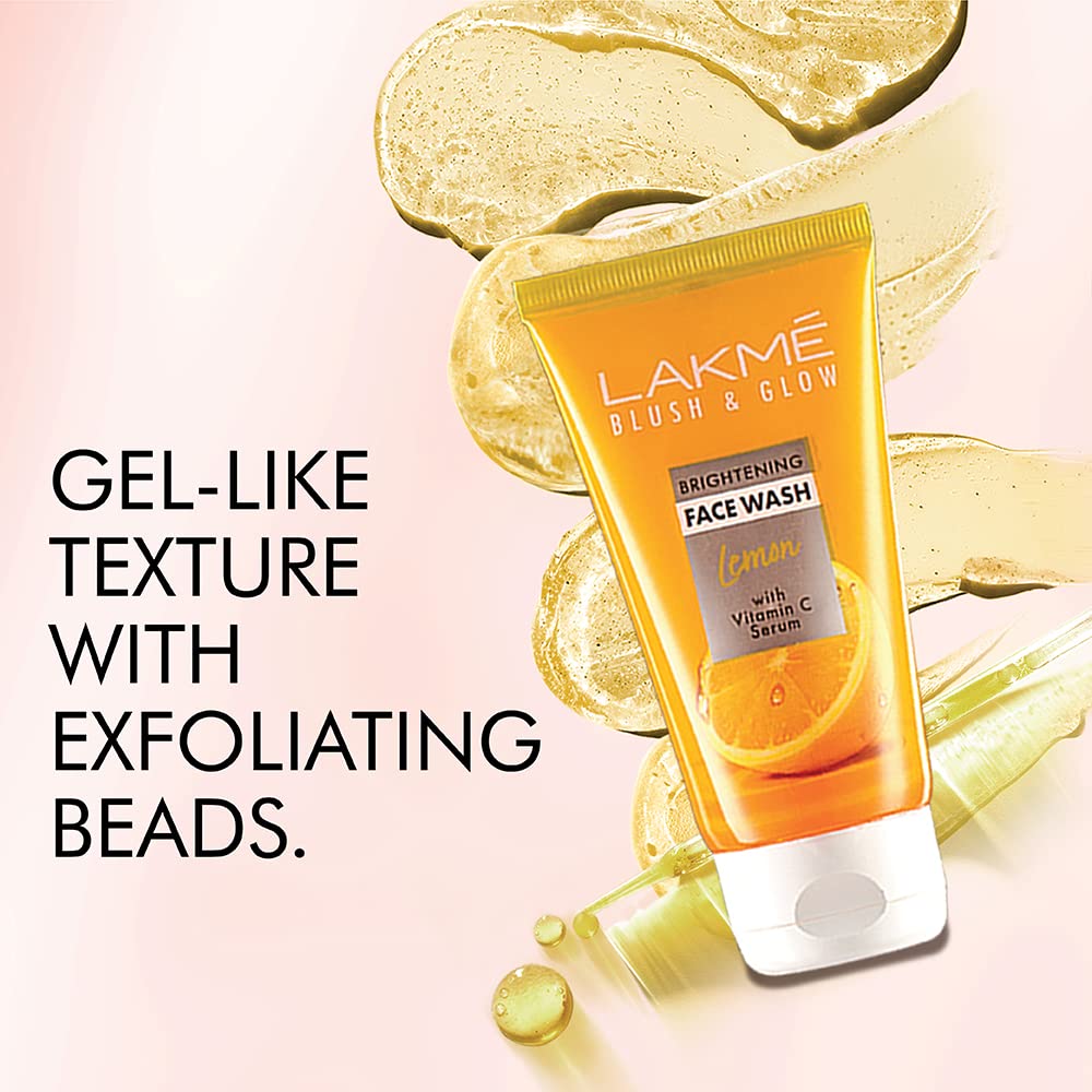 Lakmé Blush & Glow Lemon Freshness Gel Face Wash with Lemon Extracts, 100 g (Pack of 2)