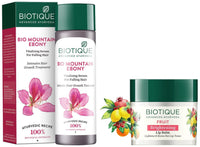 Biotique Bio Fruit Whitening Lip Balm, 12g And Biotique Bio Mountain Ebony Vitalizing Serum For Falling Hair Intensive Hair Growth Treatment, 120ML