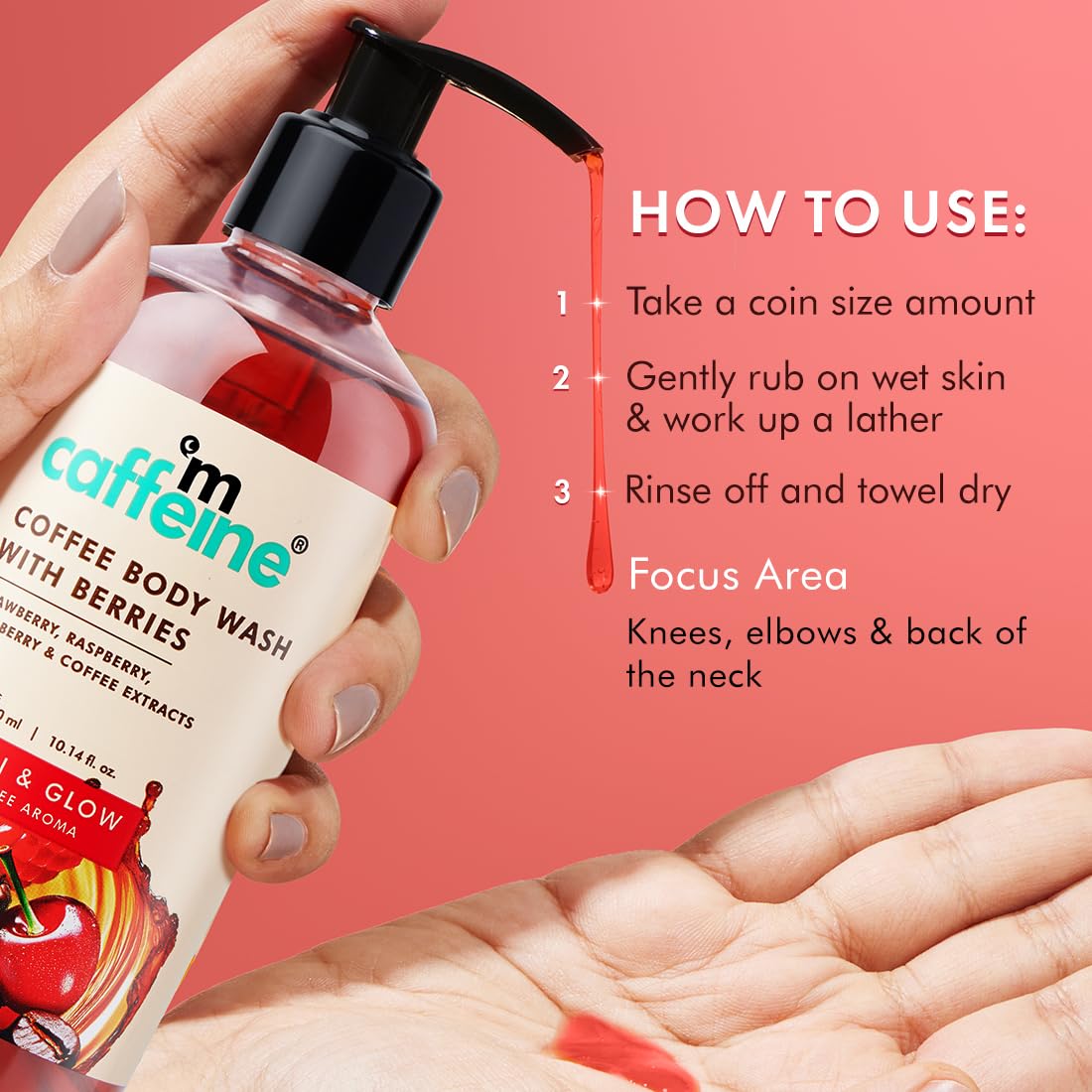 mCaffeine Coffee Body Wash With Berries | Tan Removal & Deep Cleansing | Vitamin C Rich Berries for Glowing Skin | Nourishes & Softens Skin | Fruity Fragrance Shower Gel for Men & Women - 300ML