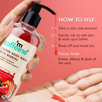 mCaffeine Coffee Body Wash With Berries | Tan Removal & Deep Cleansing | Vitamin C Rich Berries for Glowing Skin | Nourishes & Softens Skin | Fruity Fragrance Shower Gel for Men & Women - 300ML