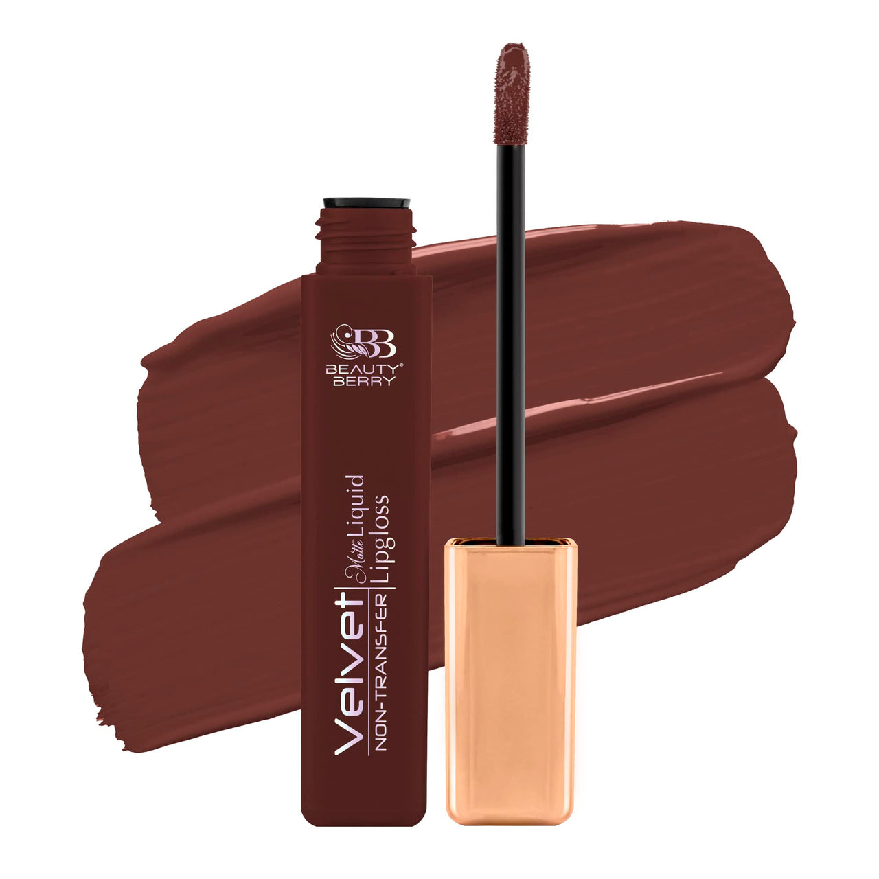 Beauty Berry Velvet Non Transfer Liquid Lipstick for Women (Dusky Brown)