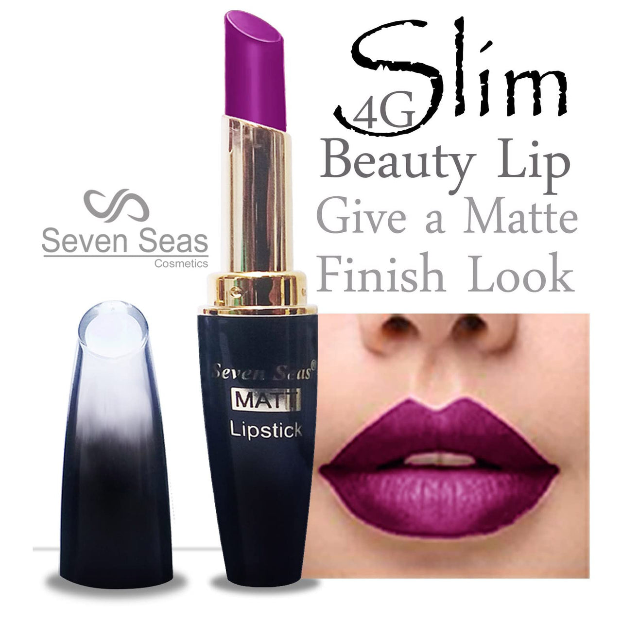 Seven Seas Cosmetics Makeup 4g Matte Lipstick Non Transfer Kiss proff Combo Set of 2 Color (violet l pink)