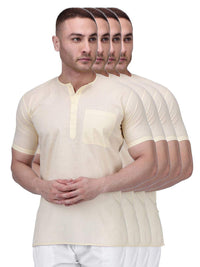 Rajubhai Hargovindas Men's  White Fine Cotton Short Kurta | Pack of 4 |