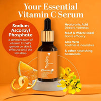 Yapidra Vitamin C 20% Face Serum | Brightening & Hydrating with Ferulic Acid & L-Glutathione | Boosts Radiance, Fights Oxidative Stress, Improves Texture | Lightweight | For All Skin Types | 30ml
