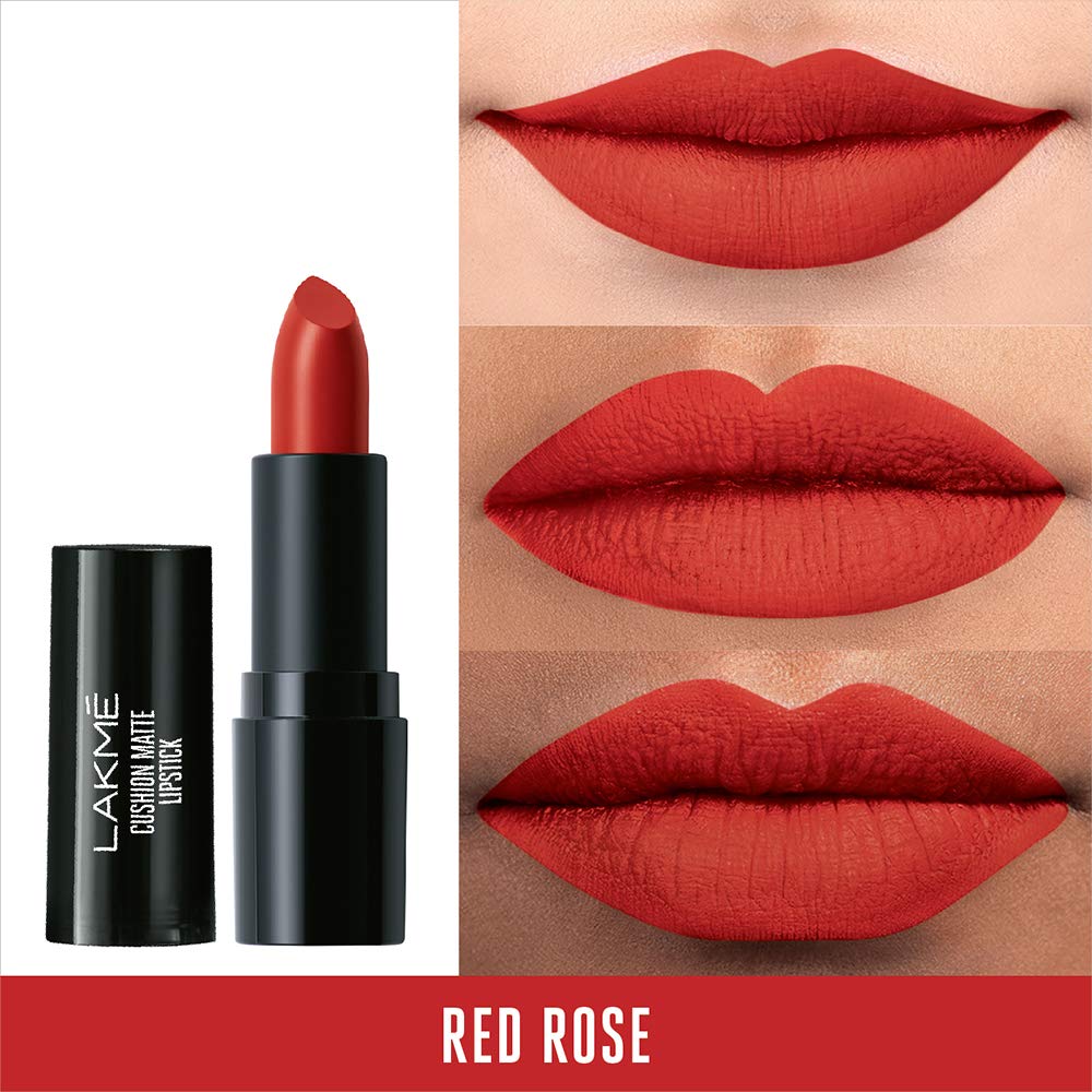 Lakmé Cushion Matte Lipstick - Red Rose, 4.5 Gm