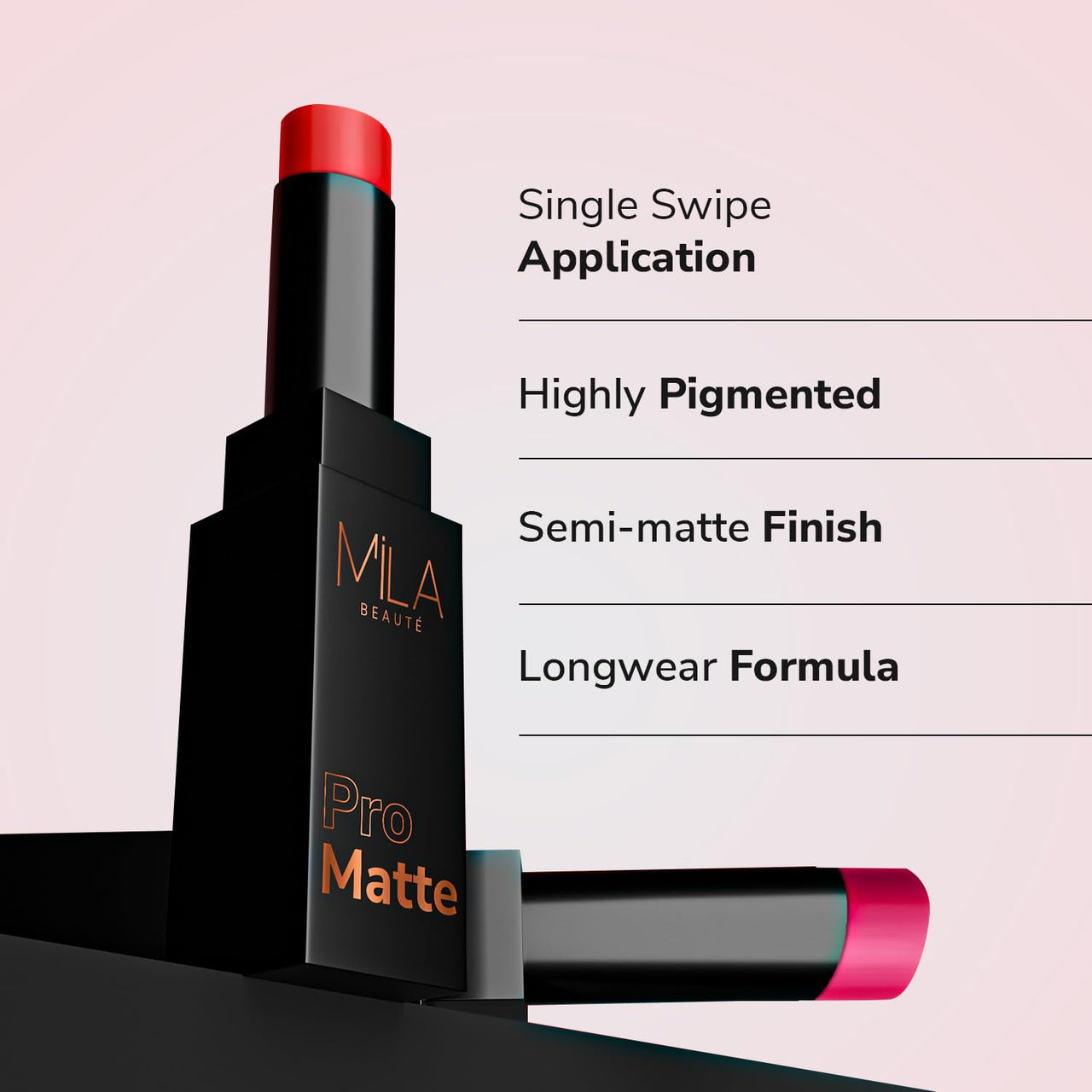 Mila Beauté Pro Matte Lipstick | Highly Pigmented & Long lasting | Semi Matte Finish | Light Weight Lipstick | Single Swipe Application | Luxurious Lip Color | Shade - (Marykom, 4.2g)