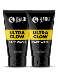 Beardo Ultraglow Face Wash for Men, (100ml x 2) | Aloe Vera Facewash that Enhances & Balances Skin Tone | Glowing & Radiant Cleanser for face with Menthol & White Lily