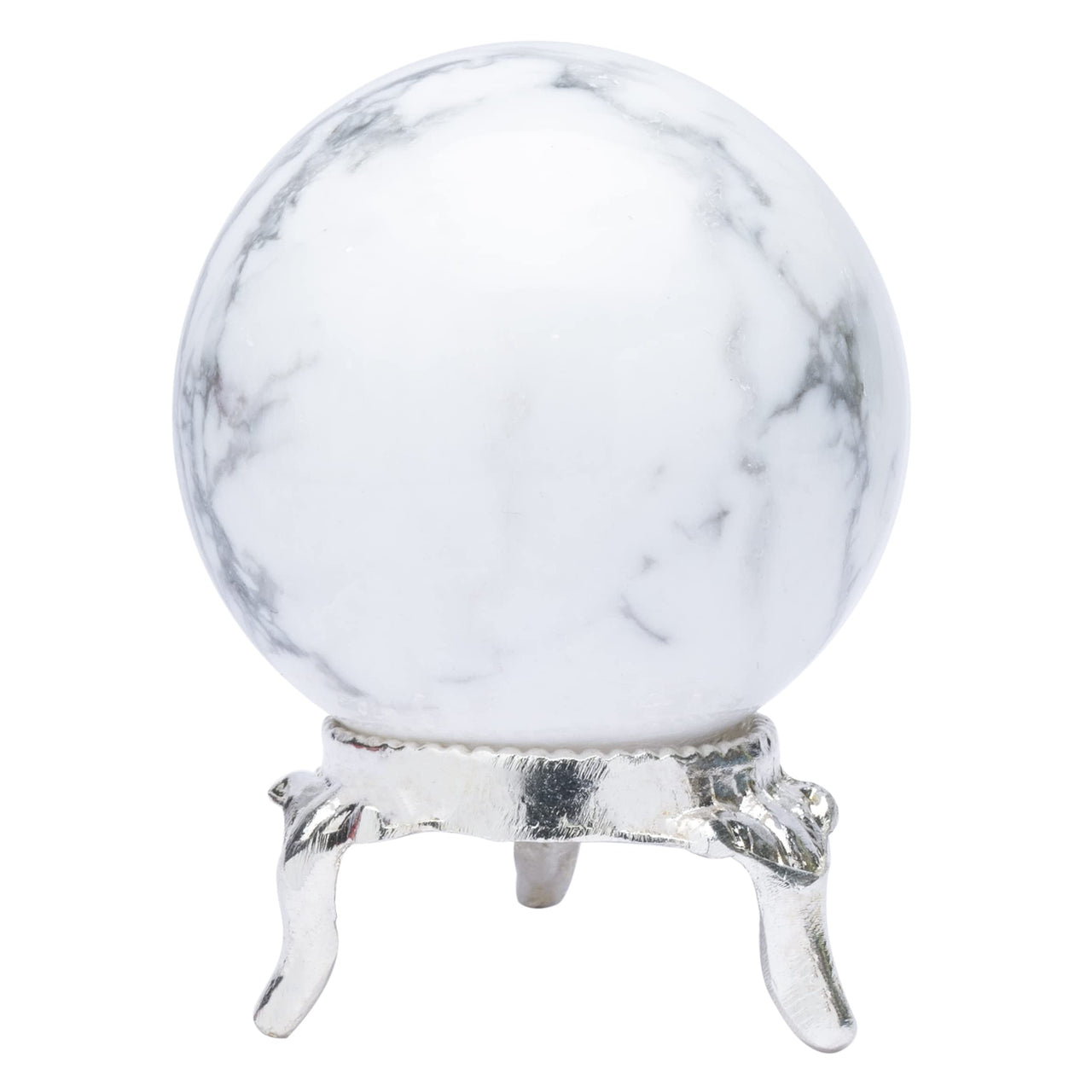 Howlite | Crystal Sphere Ball | Gemstone Ball with Stand | Natural Gemstone for Healing Crystals | Crystal Balls for Witchcraft | Chakra Balancing | Spiritual Gift Home Decor | Size :- 40-50 mm Howlite Crystal Ball
