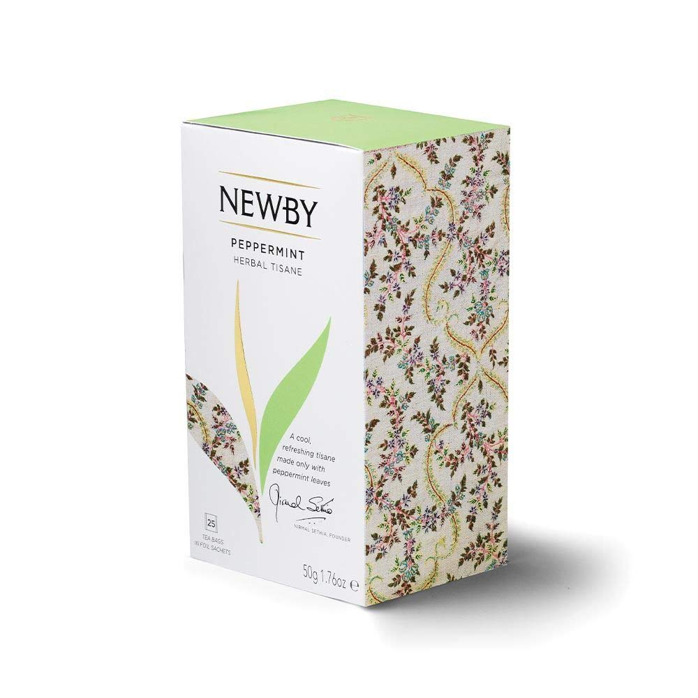 Newby Peppermint Herbal Tisane, 25 Biodegradable Tea Bags, Soothing Peppermint Leaves With Fresh Minty Taste | Iced Tea | Cooling Tea | 50 g