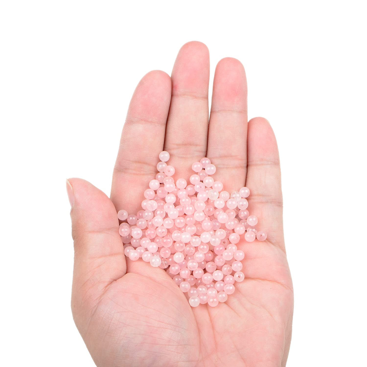 Bymitel 210pcs Natural Crystal Beads Stone Gemstone Round Energy Healing Loose Beads with Stretch Cord for Jewelry Making Bracelets Anklets (Rose Quartz, 4mm 210pcs) Rose Quartz