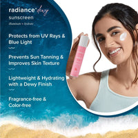 Aqualogica Radiance+ Dewy Sunscreen Gel SPF 50+ PA+++ | Lightweight texture for oily, combination, acne prone skin | Broad spectrum protection | No white cast, Non greasy | For Men & Women | 50g
