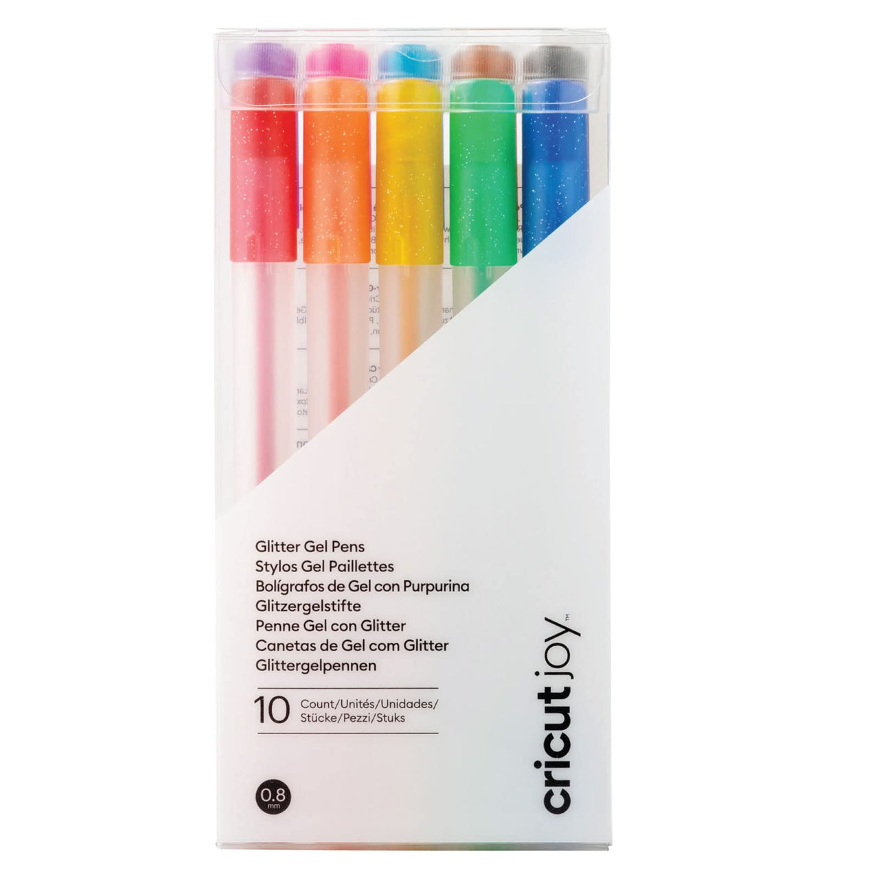 Cricut Joy Sparkle Gel Pens (Set of 10), for Use with Cricut Joy Cutting Machine, Add Glitter to Your Cards, Paper, Decor, and More (Medium Point, 0.8mm, Rainbow)