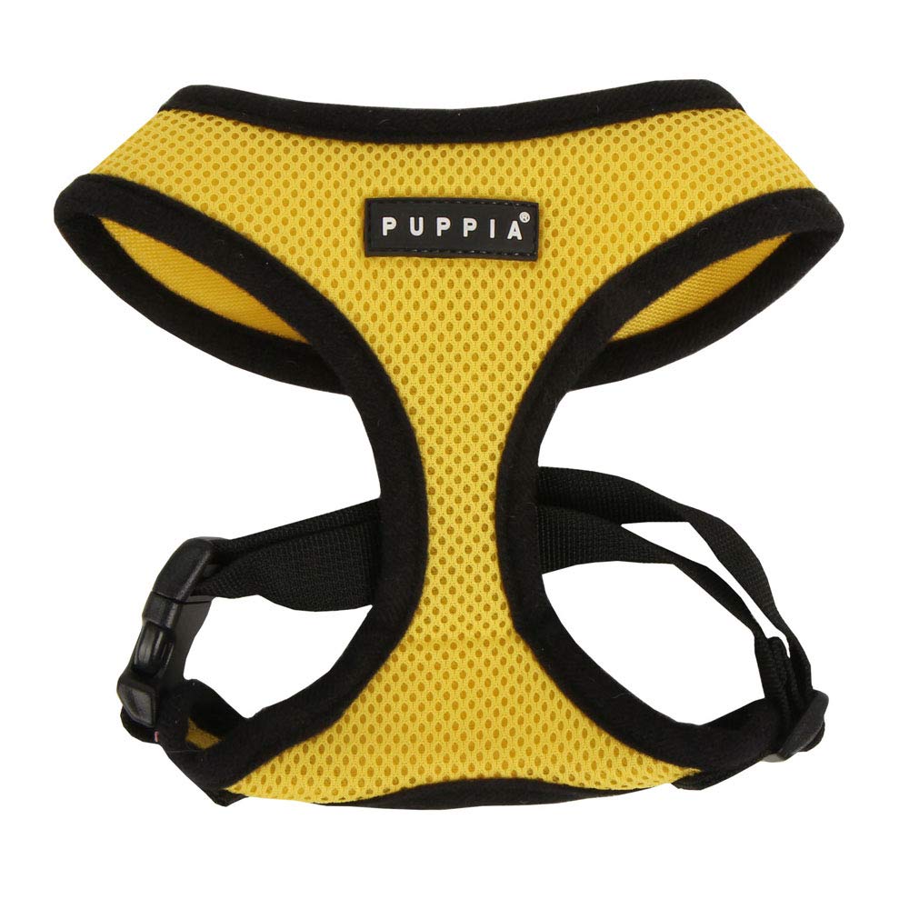 Puppia Soft Dog Harness No Choke Over-The-Head Triple Layered Breathable Mesh Adjustable Chest Belt and Quick-Release Buckle, Yellow, X-Large