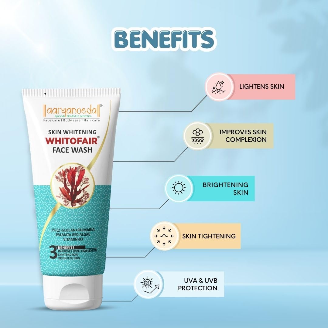 Aryanveda Blemishend Face Wash 60ml And Whitofair Unisex Face wash That Brightens Up Skin | UV Absorption | Regulates Melanin, 60ml
