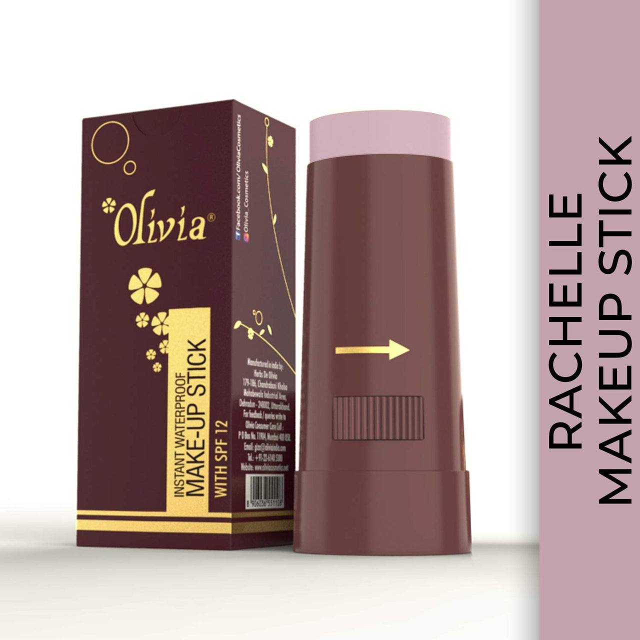 Olivia Instant Waterproof Makeup Shimmering Stick Medium Coverage Concealer (Rachelle 15G, Shade No.1, SPF 12)