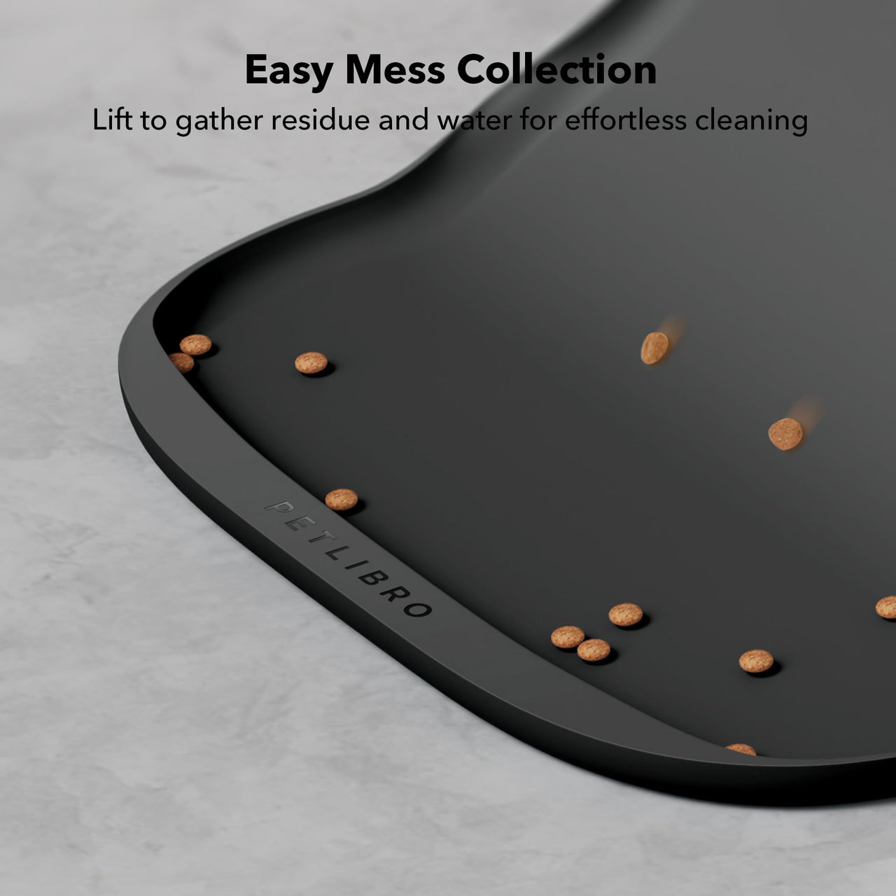 Dog Food Mat, Safety Silicone Cat Food Mat for Feeder & Fountain, Waterproof Dog Bowl Mats, Raised Edge Spill Protection Floor, Cove Feeding Mat for Pet Charcoal