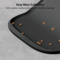 Dog Food Mat, Safety Silicone Cat Food Mat for Feeder & Fountain, Waterproof Dog Bowl Mats, Raised Edge Spill Protection Floor, Cove Feeding Mat for Pet Charcoal