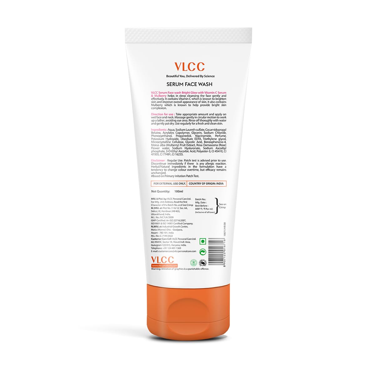 VLCC Serum Facewash - 100ml | with Vitamin C Serum Rich in Antioxidants & Mulberry Extract to Reduce Blemishes & Bright Glow | Dermatologically Tested