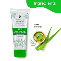 PIlgrim Korean Skin Clarifying & Smoothening Combo | 99% Pure Aloe Vera Gel 200ml | Volcanic Lava Ash Face Scrub 100gm | De Tan, Exfoliation, Glowing Skin, Blackhead Removal | All Skin Type